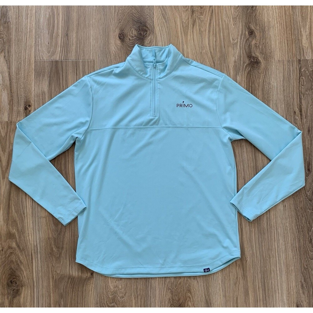 PRIMO Mens L Blue Long Sleeve 1/4 Zip Pullover Mock Neck Activewear Top